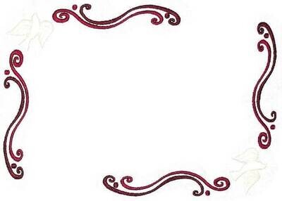 Doves and scrollwork embroidered quilt label to customize with your personal message