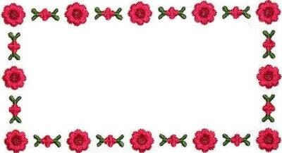 Red rose embroidered quilt label to customize with your personal message
