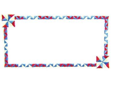 Pinwheel Quilt themed embroidered quilt label to customize with your personal message