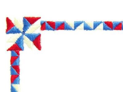 Pinwheel Quilt themed embroidered quilt label to customize with your personal message