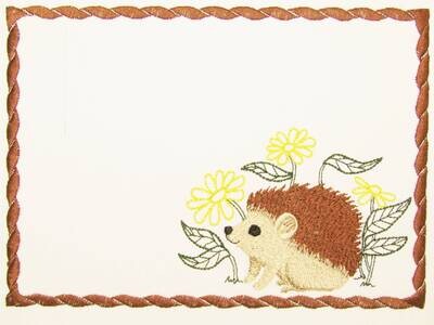 Hedgehog Embroidered Quilt Label to customize with your personal message