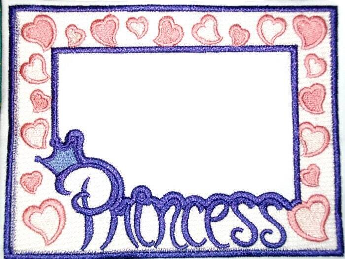 Princess hearts embroidered quilt label, to customize with your personal message