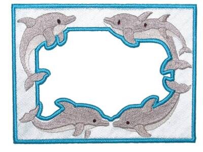 Dolphin frame embroidered quilt label to customize with your personal message