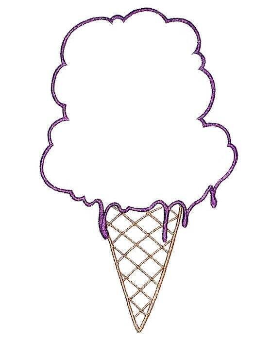 Ice Cream cone outline embroidered quilt label to customize with your personal message
