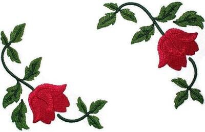 Tulip floral corner design embroidered quilt label to customize with your personal message