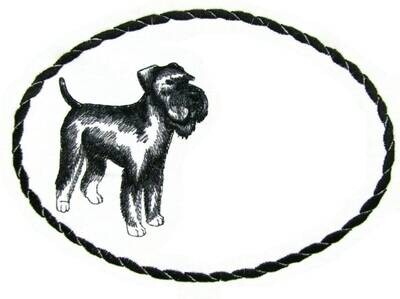 Schnauzer sketch embroidered quilt label to customize with your personal message