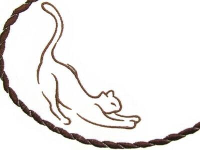Cat Silhouette embroidered quilt label to customize with your personal message