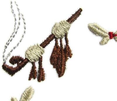 Feathered Pipe embroidered quilt label to customize with your personal message