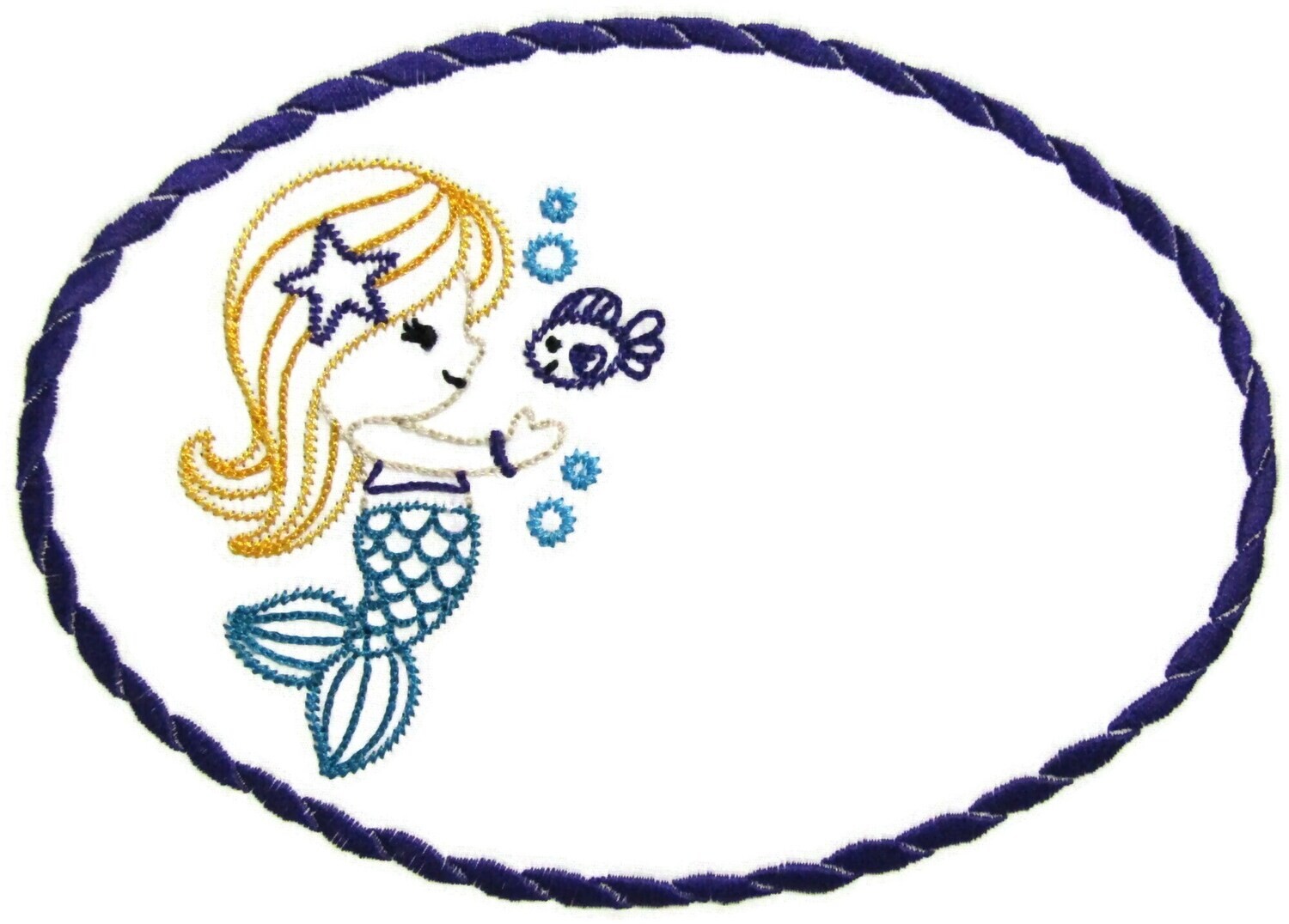 Mermaid Doodle Embroidered Quilt Label to customize with your personal message