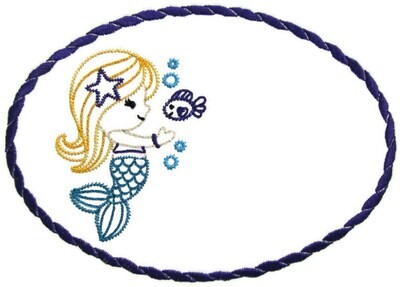 Mermaid Doodle Embroidered Quilt Label to customize with your personal message