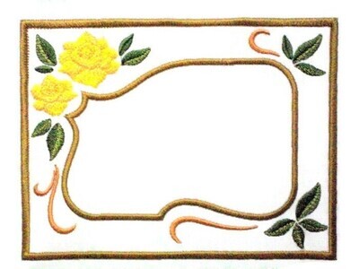 Golden Rose embroidered quilt label for quilt tops or blocks to customize with your personal message