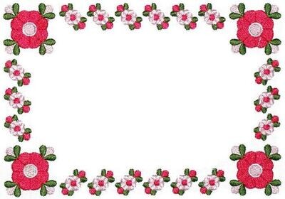 Art Deco floral rose embroidered quilt label to customize with your personal message