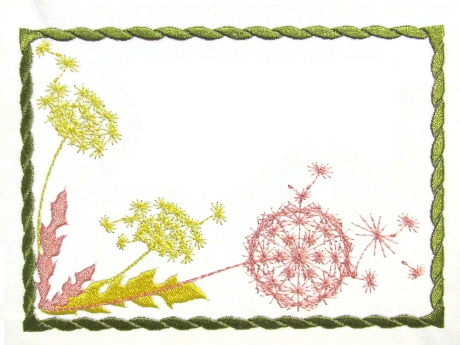 Dandelion embroidered quilt label to customize with your personal message