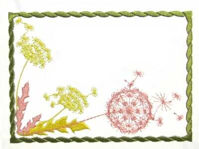 Dandelion embroidered quilt label to customize with your personal message