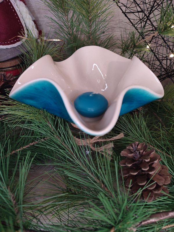 Coupelle wavy bicolore "océane" et beige taille 1 - création artisanale