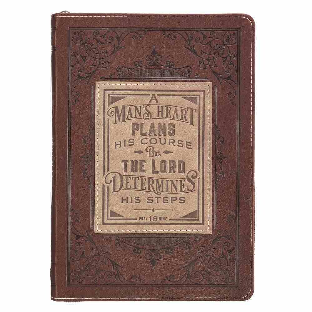 Classic Journal: Man's Heart, a Brown, Zippered Proverbs 16:9 (A Man's Heart Collection Series)