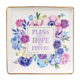 Ceramic Trinket Tray: Plans to Give You Hope and a Future, Floral (Jer 29:11)