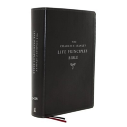NIV Charles F. Stanley Life Principles Bible, 2nd Edition, Comfort Print--soft leather-look, black