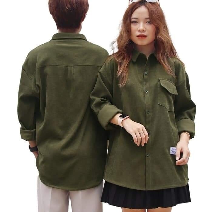 ÁO SƠ MI DÀI TAY NAM NỮ DÁNG RỘNG CAO CẤP VẢI NHUNG TĂM – MEN’S STYLE