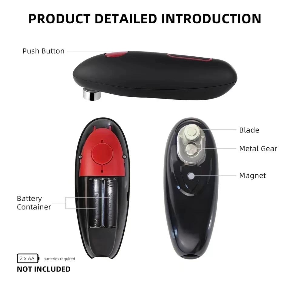 Electric Can Opener Handheld Automatic Bottle Opener Jar Can Tin Touch No Sharp Edges High Power Opener Can Kitchen Accessory