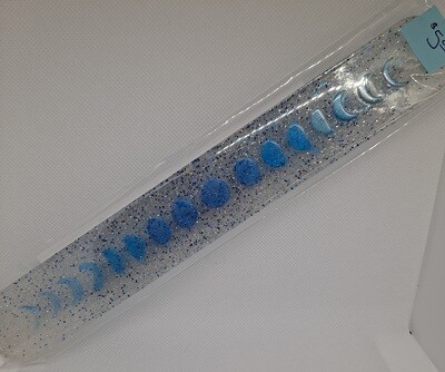 White, Silver &amp; Blue Glitter Moon Phases w/2 Incense Sticks