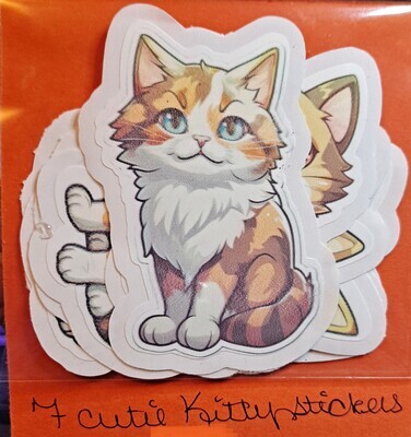 7 pk Kitty Stickers approx. 3 inches