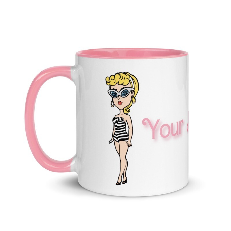 PERSONALIZED Zebra Swimsuit Cutie Girl Wrap Mug with Pink Handle and Color Inside