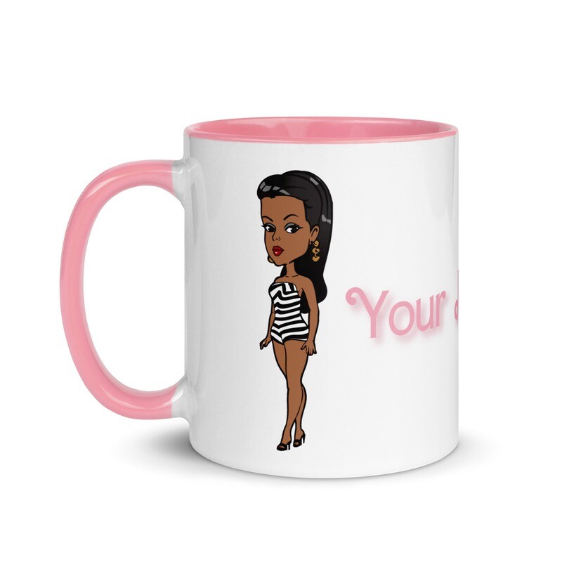 PERSONALIZED Zebra Swimsuit AA Cutie Wrap Mug with Pink Handle and Color Inside