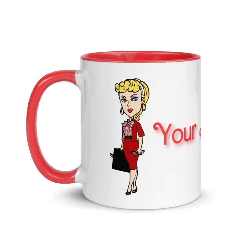 PERSONALIZED Red Suit Cutie Wrap Mug with Red Handle and Color Inside