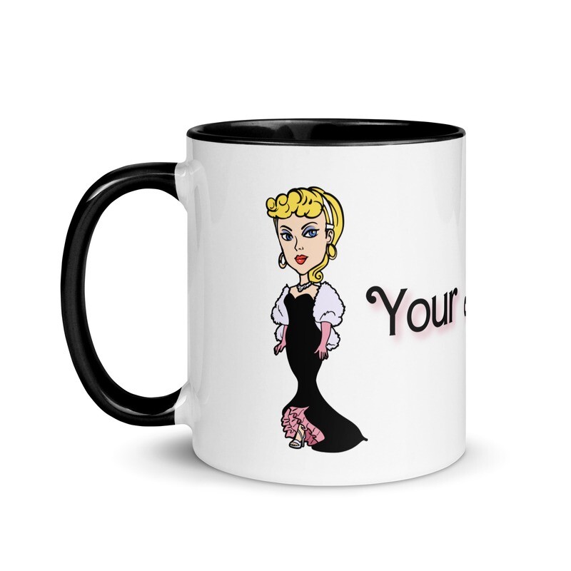 PERSONALIZED Fancy Dress Cutie Wrap Mug with Black Handle and Color Inside