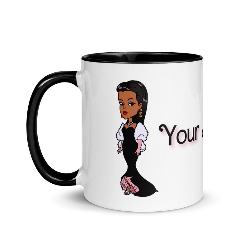 PERSONALIZED Fancy Dress AA Cutie Wrap Mug with Black Handle and Color Inside