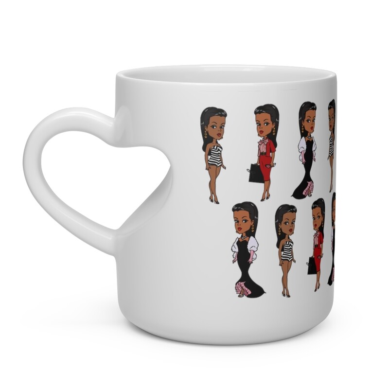 Heart Shape Mug with African American Cutie Girls Heart Shape Mug with African American Cutie Girls