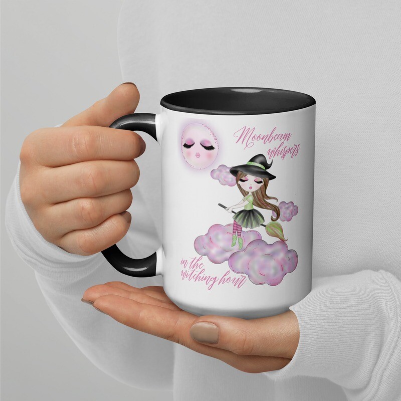 The Witching Hour Brunette Witch 15oz Mug with Color Inside