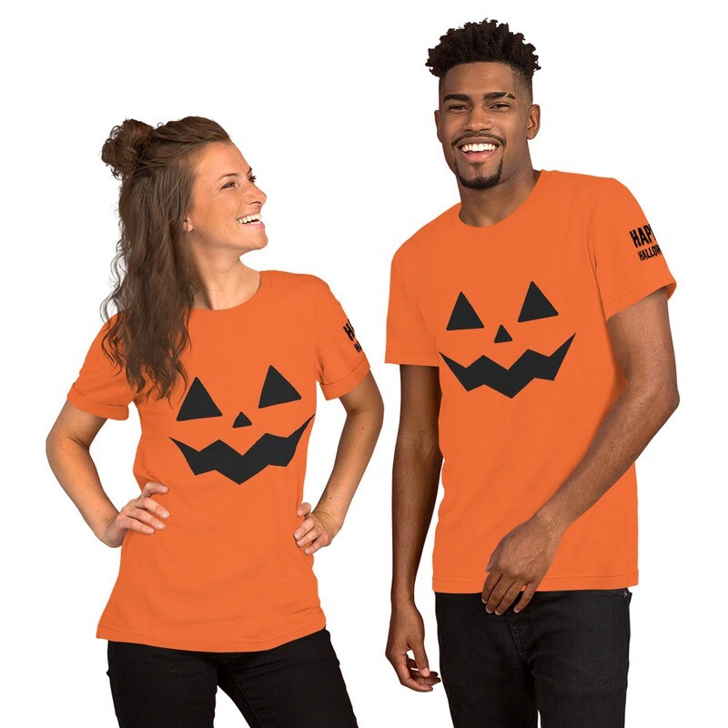 Orange Pumpkin Unisex T-Shirt w/Sleeve Printing