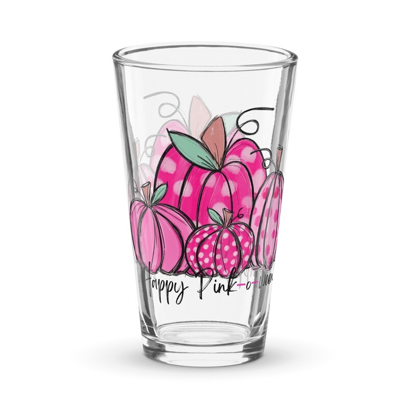 Happy Pink-o-Ween Pumpkin Patch Shaker Pint Glass