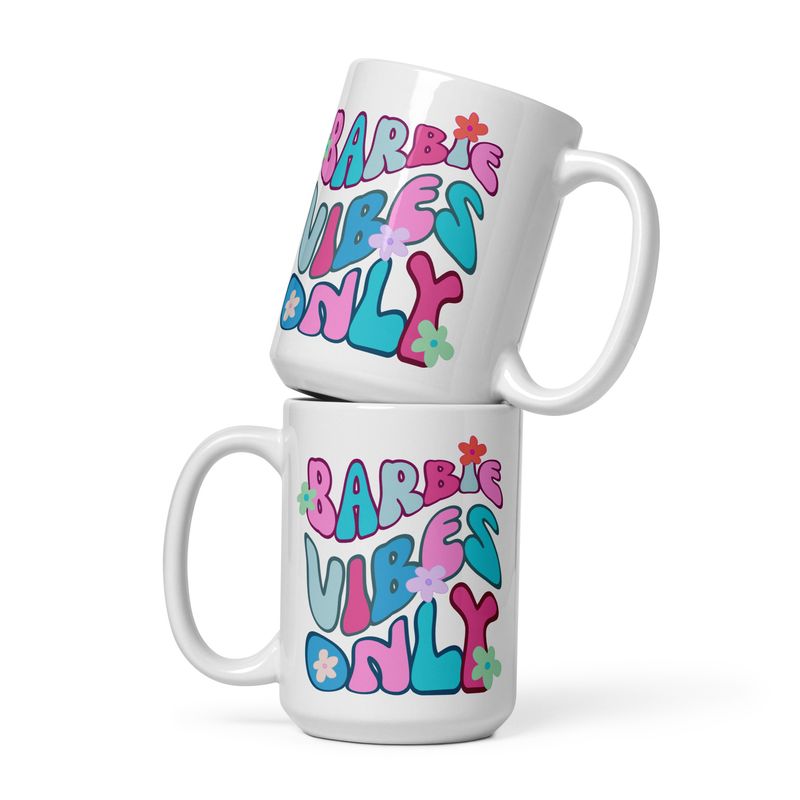 Barbie Vibes 15oz White Glossy Mug