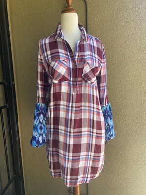 Bell Sleeve Flannel Style Dress Size Medium