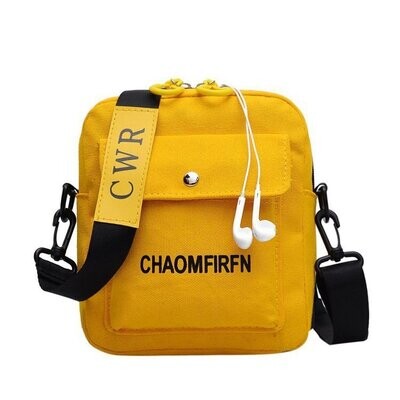 2023 New Korean Style Canvas Letter Small Square Bag Zipper Fashion Trend Solid Color Single Shoulder Messenger Shoulder Bag Women&#39;s Bag