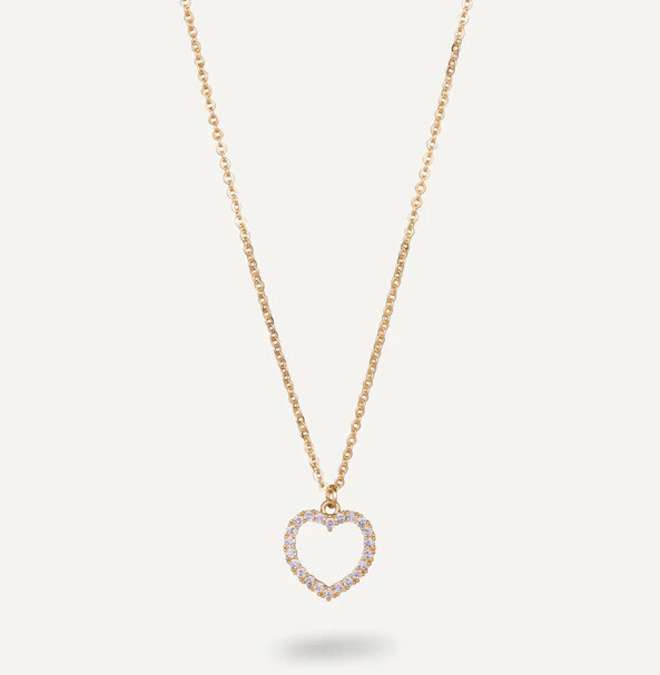 Vivienne Heart Pendant Necklace in White Gold &amp; Cubic Zirconia