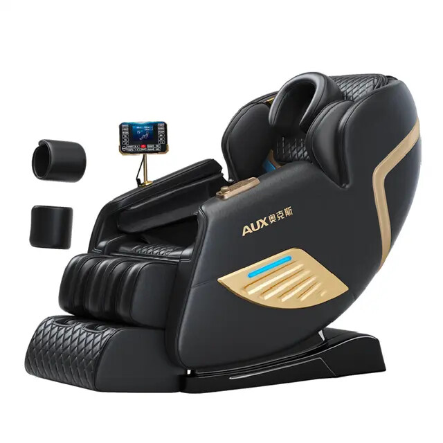 Voice Activated lcd Touchscreen full body heated Massage Chair in Black - 5&quot; bigger