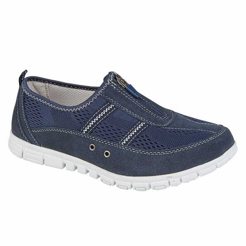 Navy Zip Leisure Wide Fit Casual Comfortable Shoes