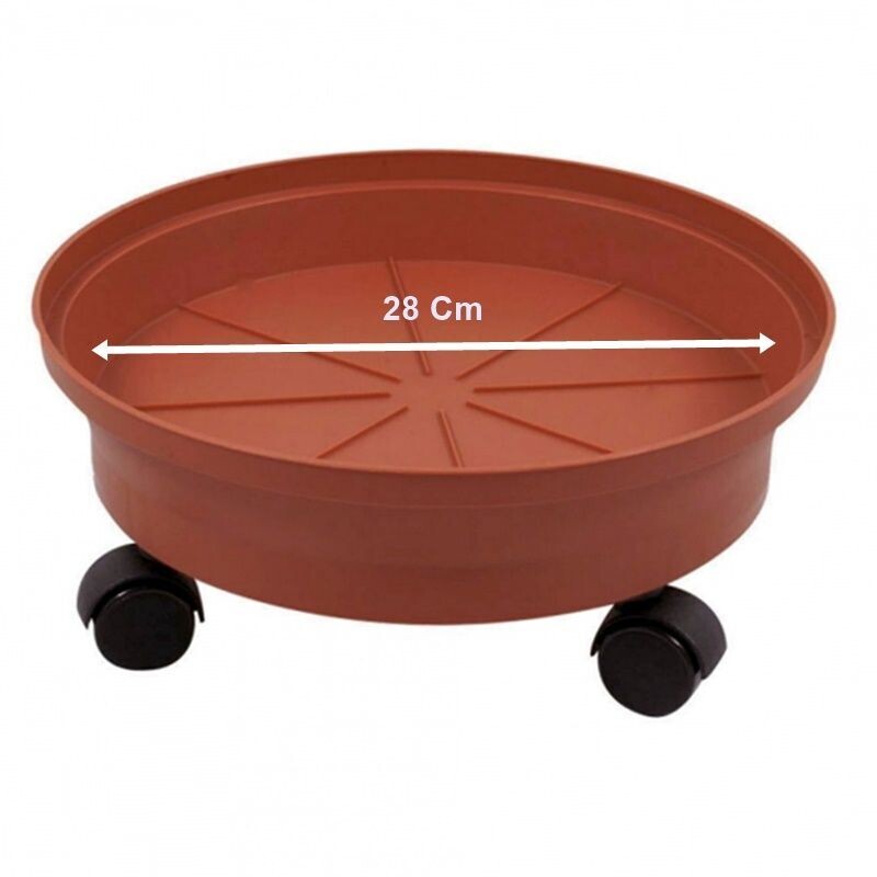 Bajo Plato para macetas con ruedas. Marron. Ø 28 Cm