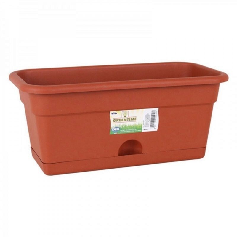 Jardinera plastico con plato y visor drenaje. 40 x 20 cm