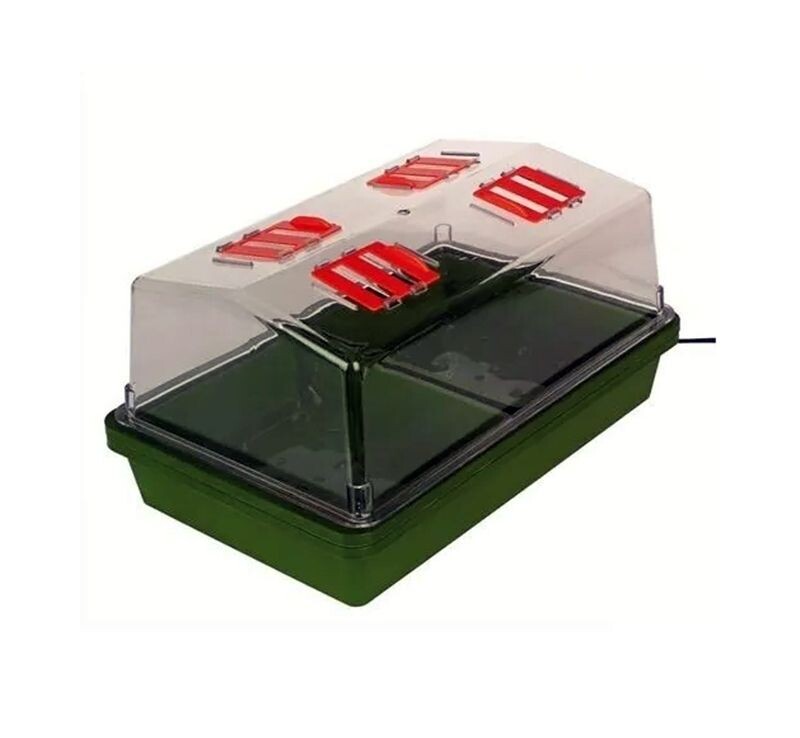 Invernadero de interior con calefacción y trampilla de aireación. 38x24x19cm