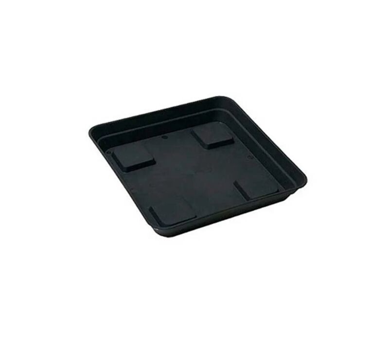 Plato Cuadrado Negro Para Macetas. (26x26cm)