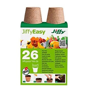 26 Macetas redondas Biodegradables. Jiffy. 6x6 cm.