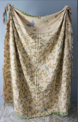 Cotton Throw / Bedspread &#39;Bird Meadow&#39;