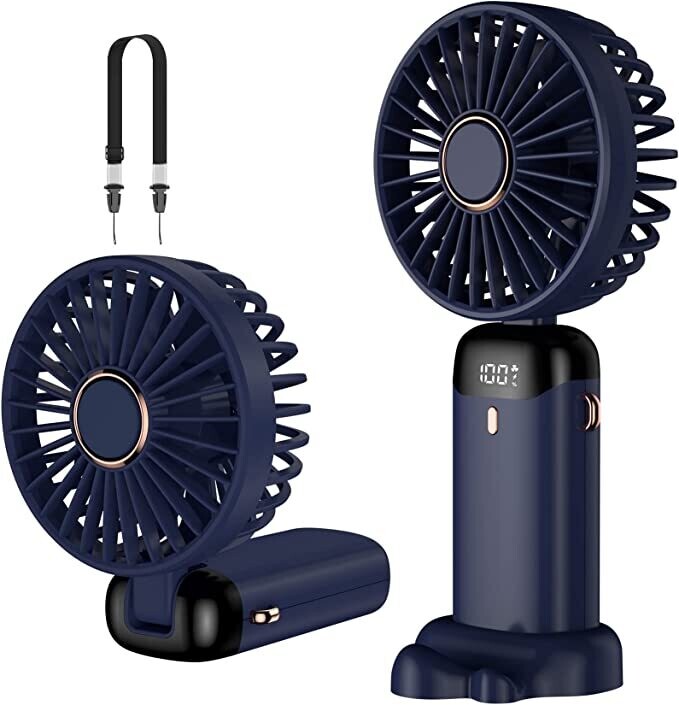 Handheld fan, portable mini fan, rechargeable, small pocket fan with 5 speeds.