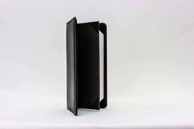 Tablecraft 4.25"x11" 4 View Menu Black Faux Leather