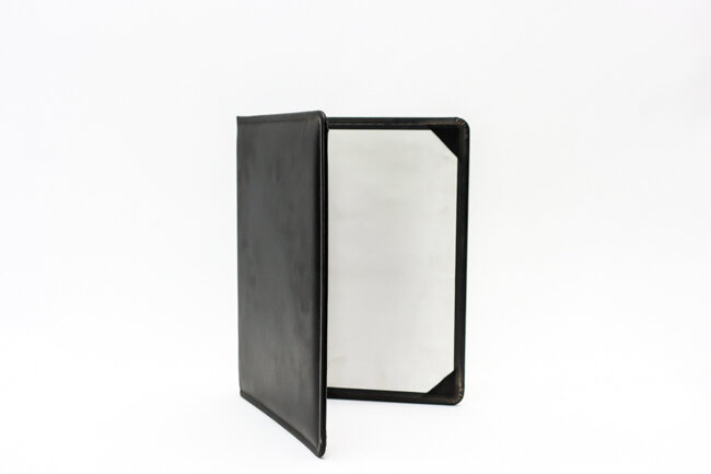Tablecraft 8.5"x11" 2 View Menu Black Faux Leather